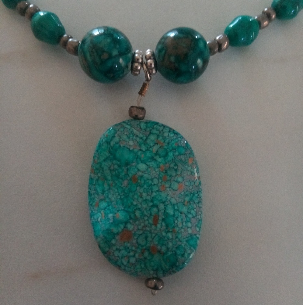 turquoise beaded necklace large piece